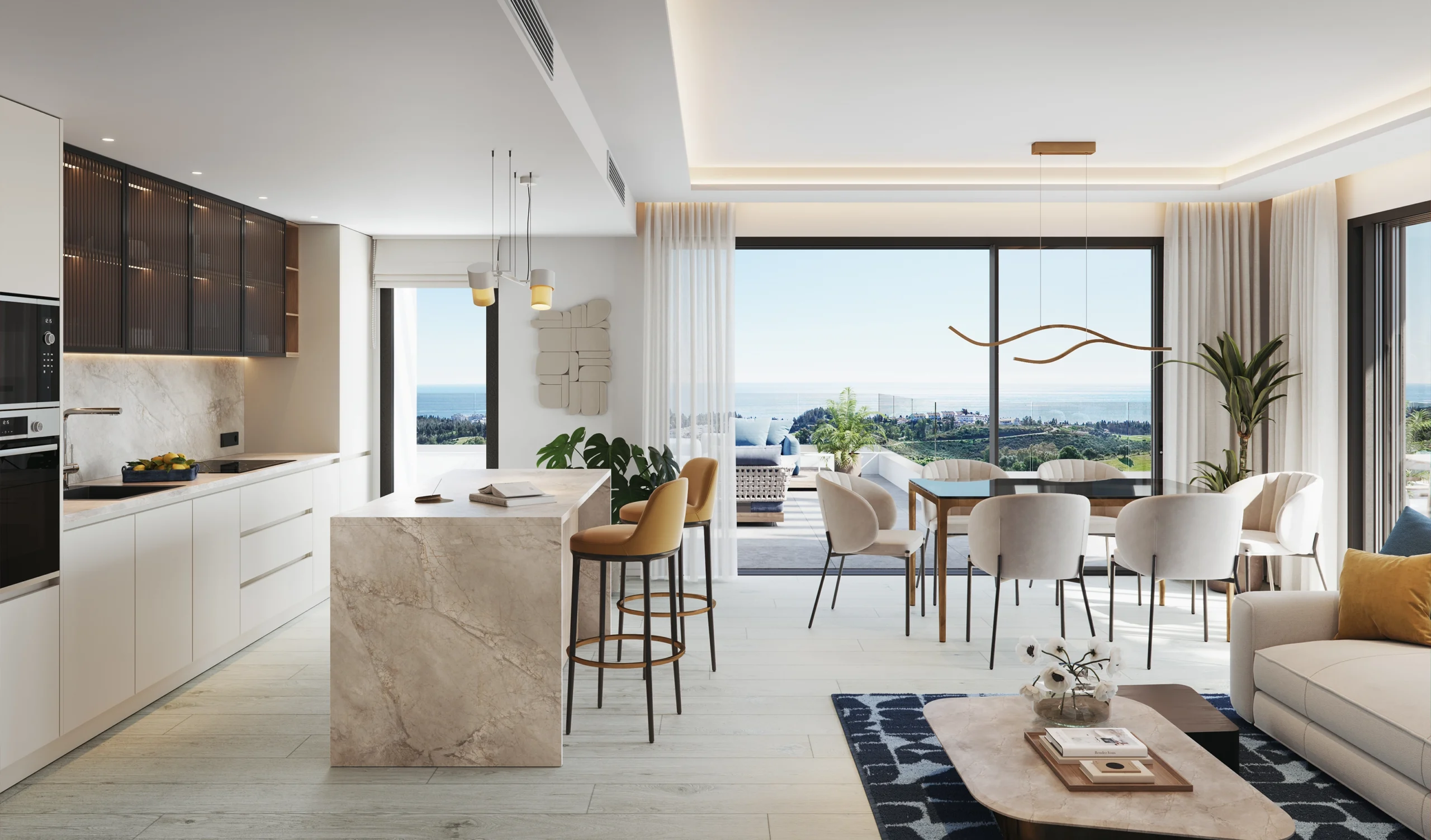 kitchen with sea view apartments for sale Mijas