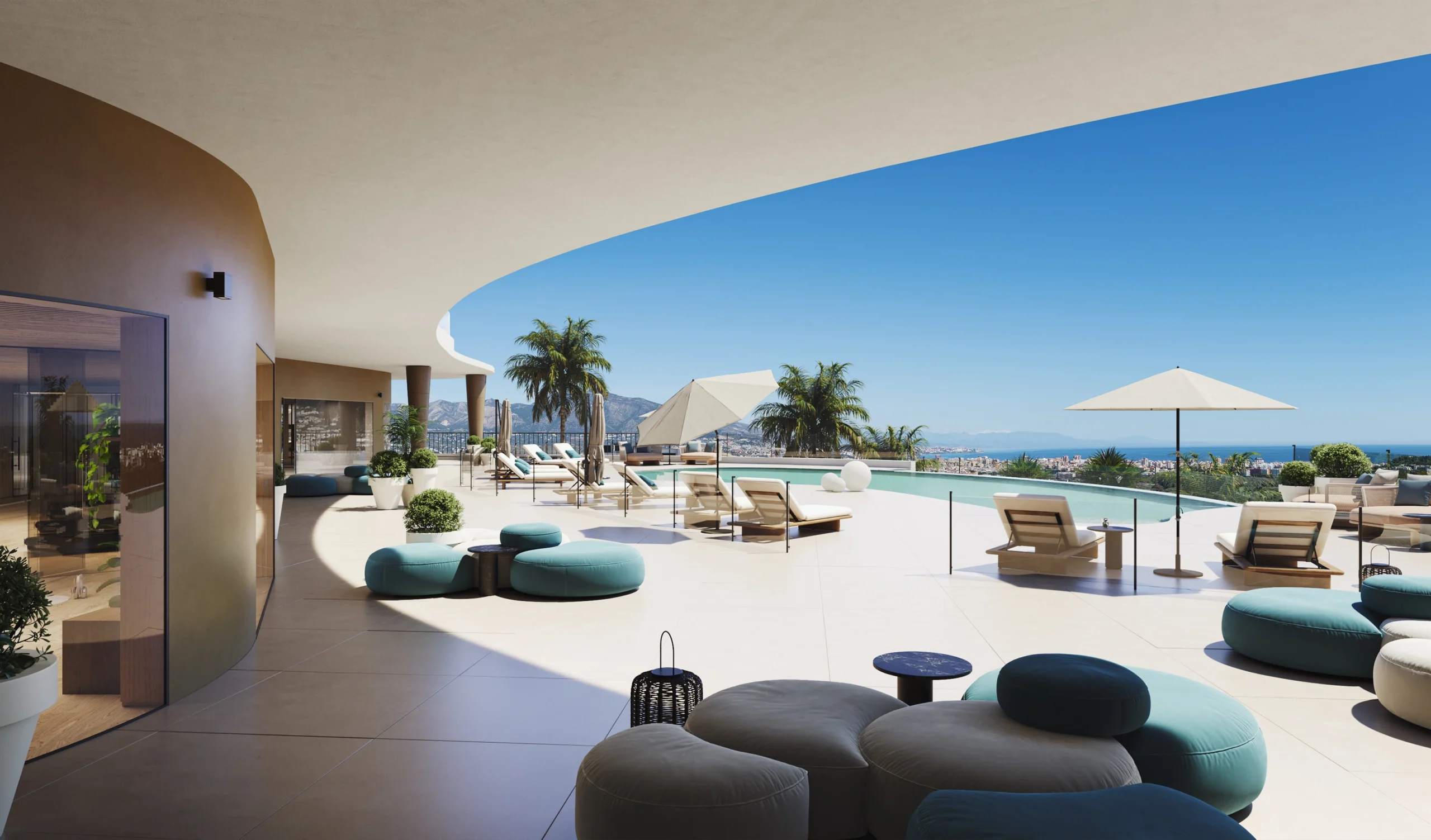 terrace with pool and sea view apartments for sale Mijas