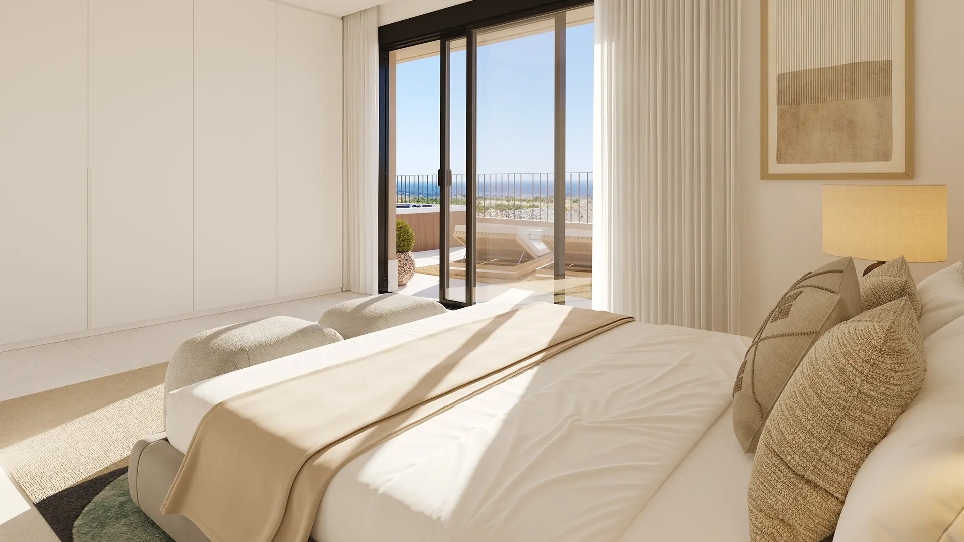 moderne slaapkamer Evoque Residences Fuengirola appartementen te koop