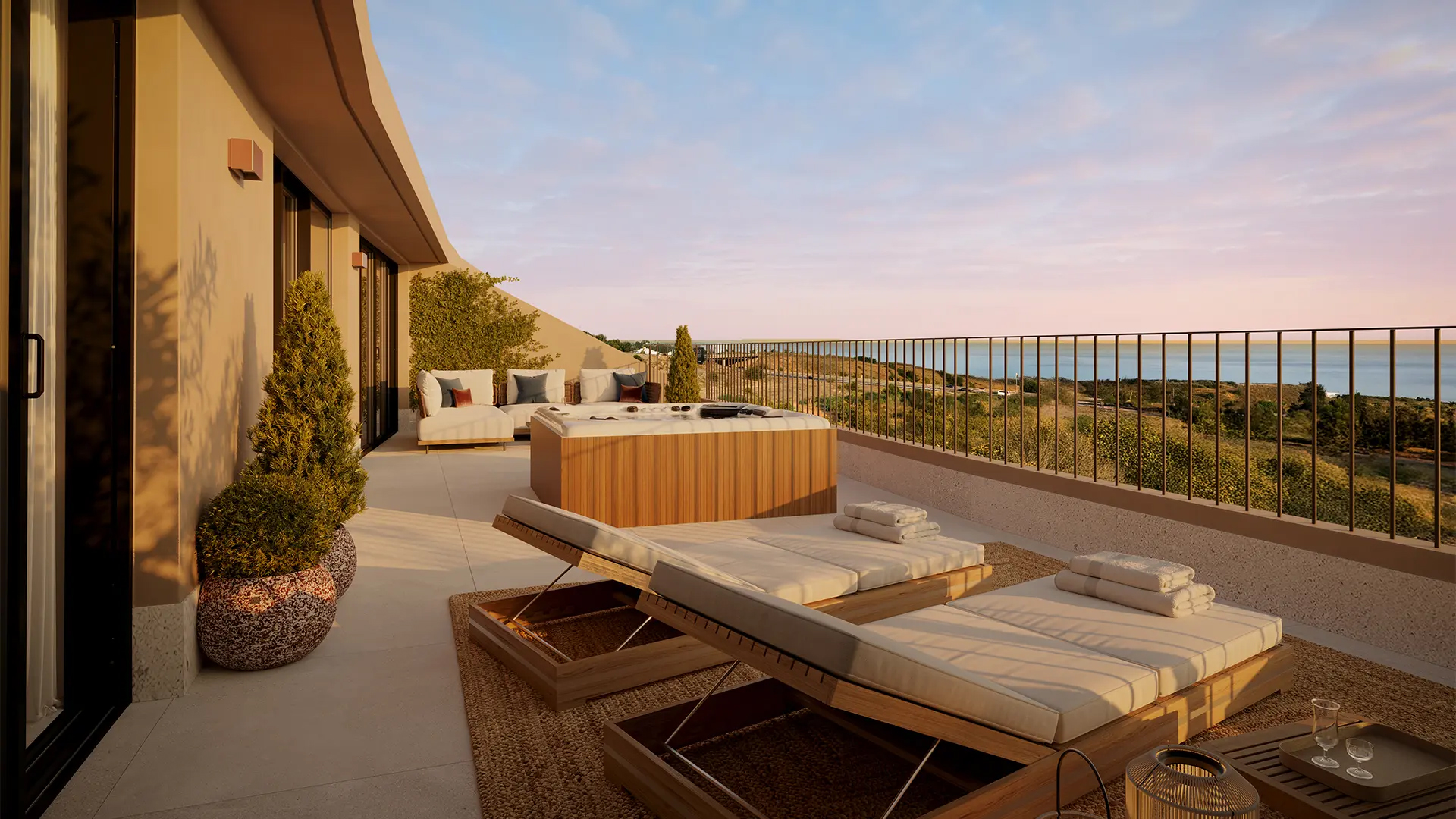 balkon met zeezicht Evoque Residences Fuengirola appartementen te koop