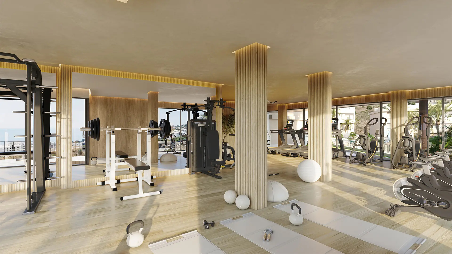 fitnessruimte Evoque Residences Fuengirola appartementen te koop