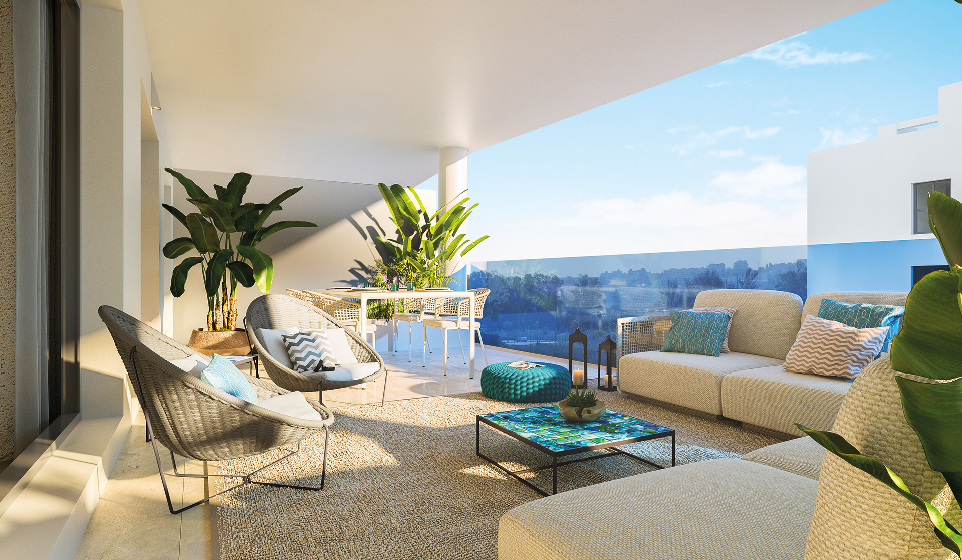 South-facing terrace with views at Jardines de las Lagunas Mijas